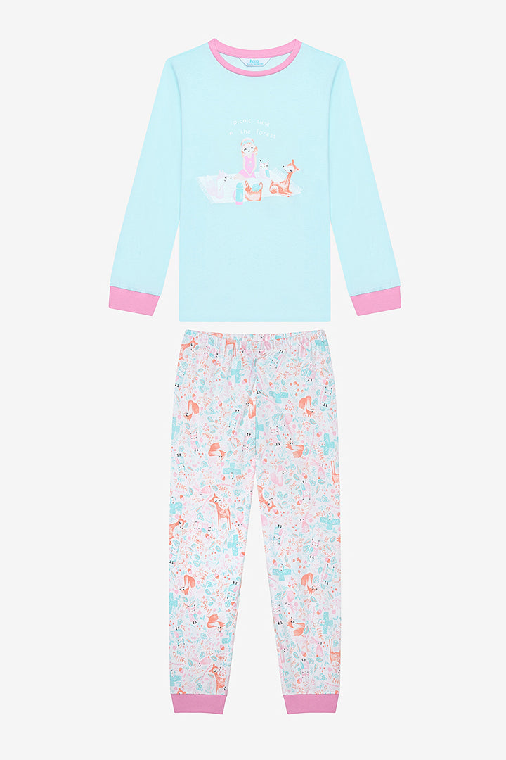 Cotton Girls Picnic 2-Piece Multicolored Pajama Set