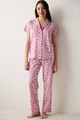Leopard Shirt Pants Pink Pajama Set