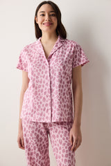 Leopard Shirt Pants Pink Pajama Set