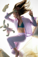 Maya Shirt Pants Striped Lilac Pajama Set