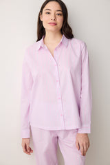 Maya Shirt Pants Striped Lilac Pajama Set