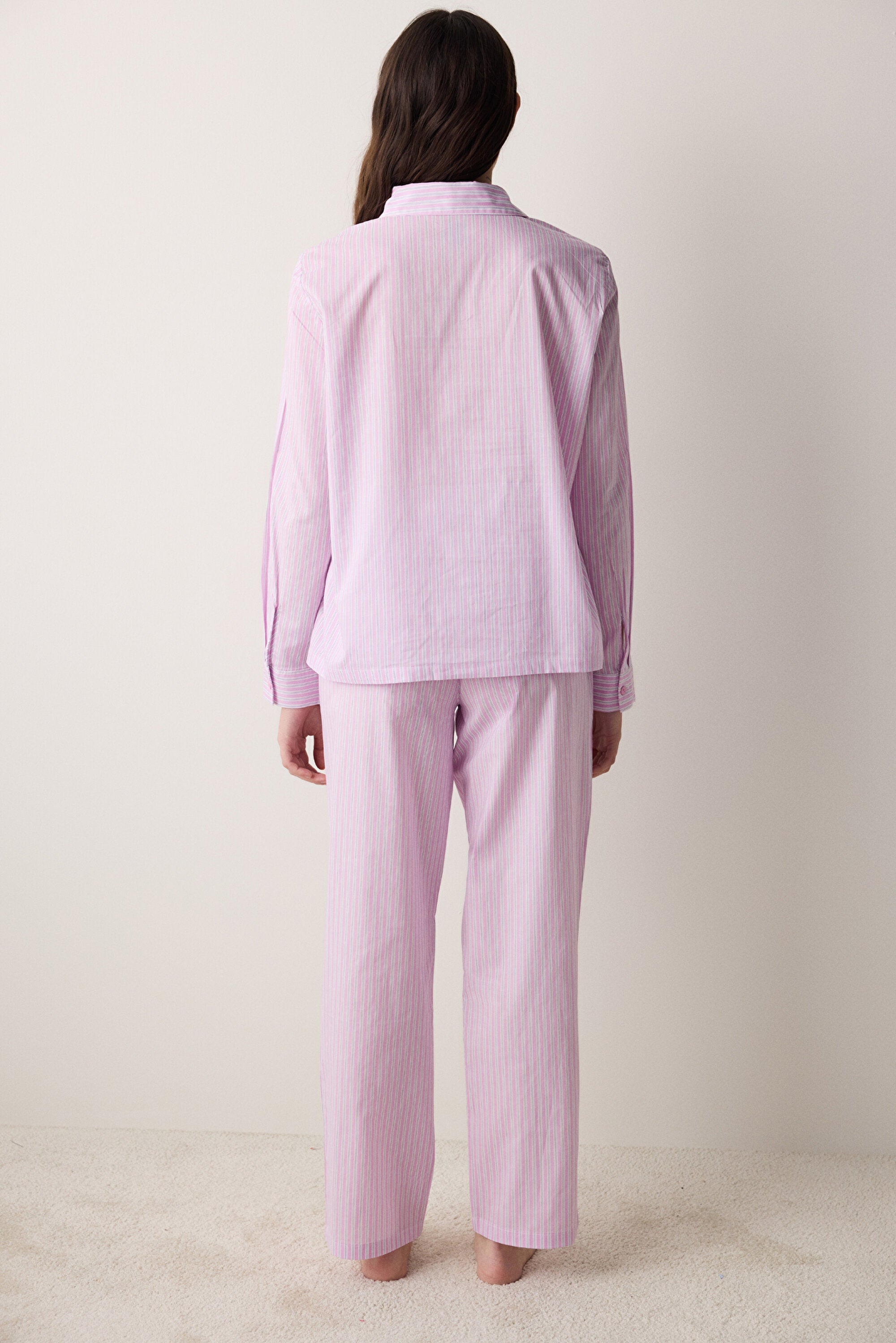 Maya Shirt Pants Striped Lilac Pajama Set