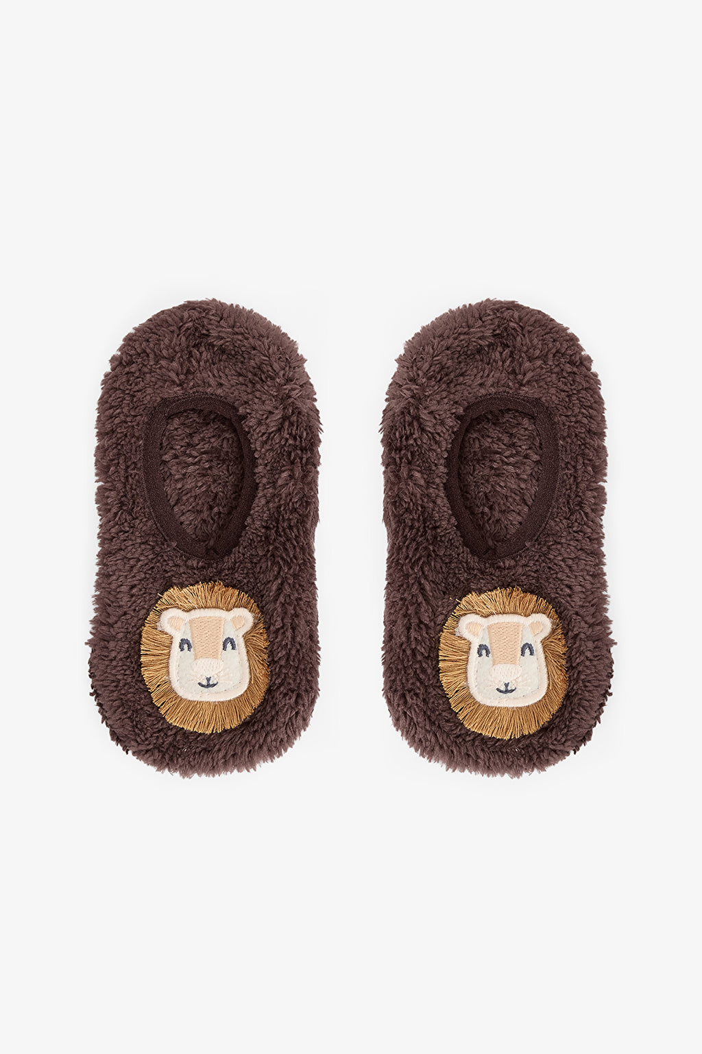 Brown Boys Lion Non-Slip House Slippers