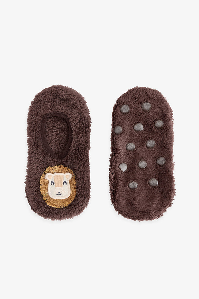 Brown Boys Lion Non-Slip House Slippers Main Image