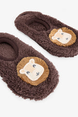 Brown Boys Lion Non-Slip House Slippers