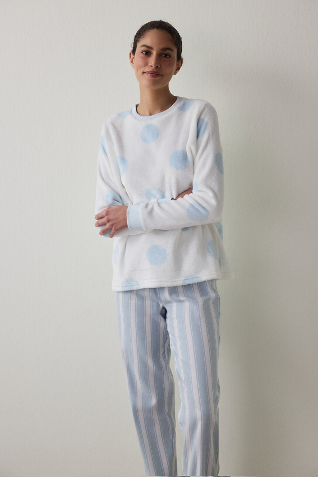 Gardenia Magic Polka Dot Crew Neck Pajama Top