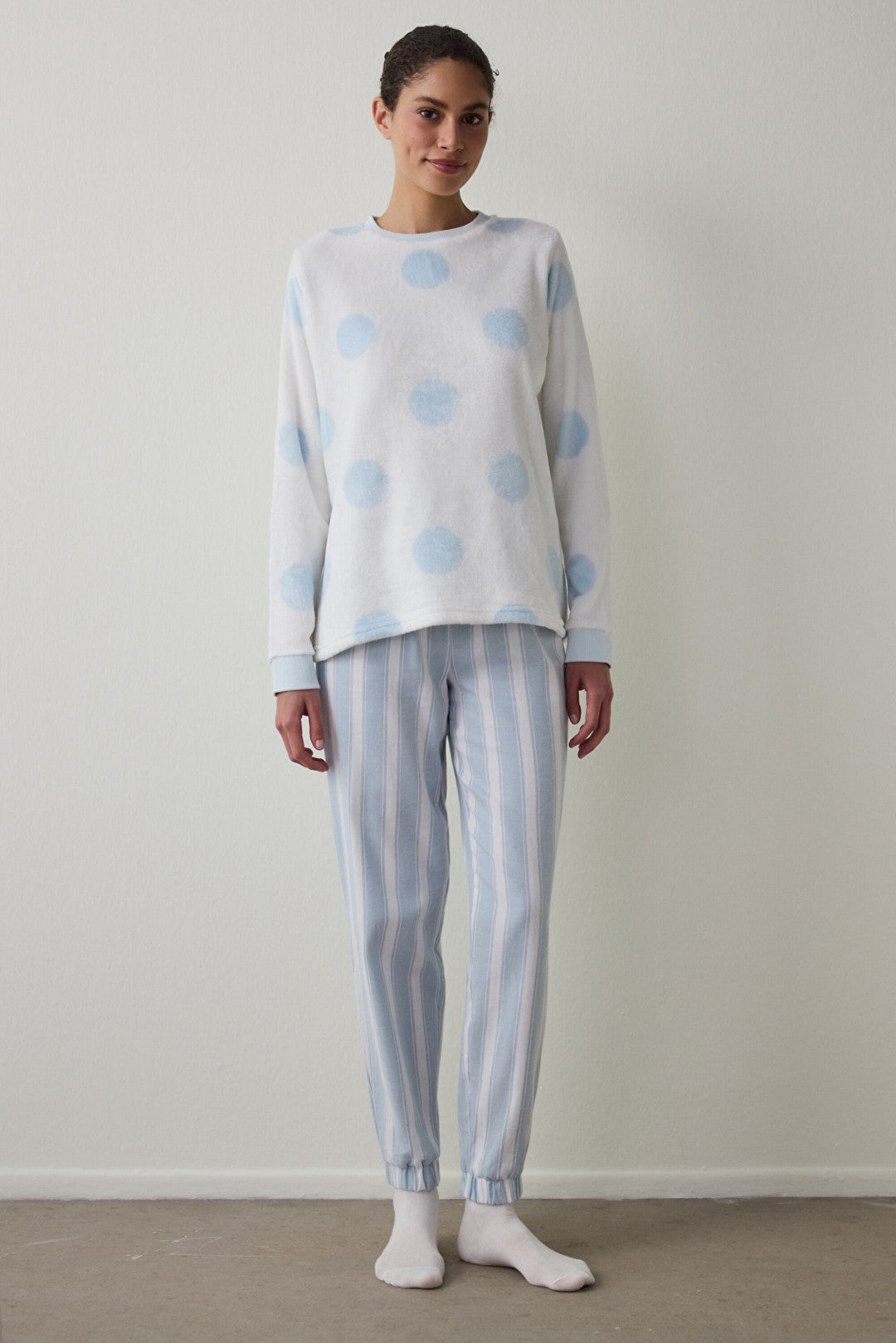 Gardenia Magic Polka Dot Crew Neck Pajama Top