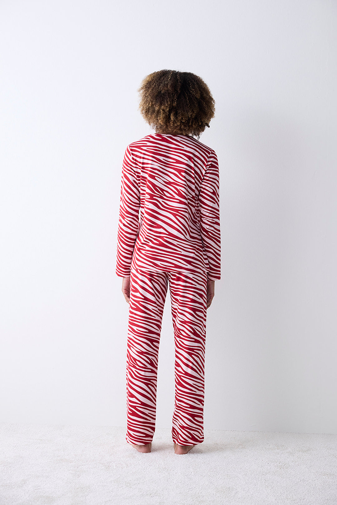 Cotton Red Zebra Red Pants Pajama Set