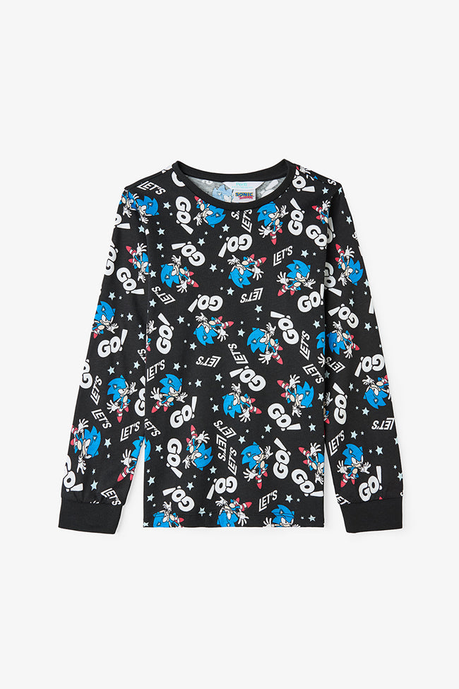 Black Boys Sonic Long Sleeve Cotton Pajama Set Main Image