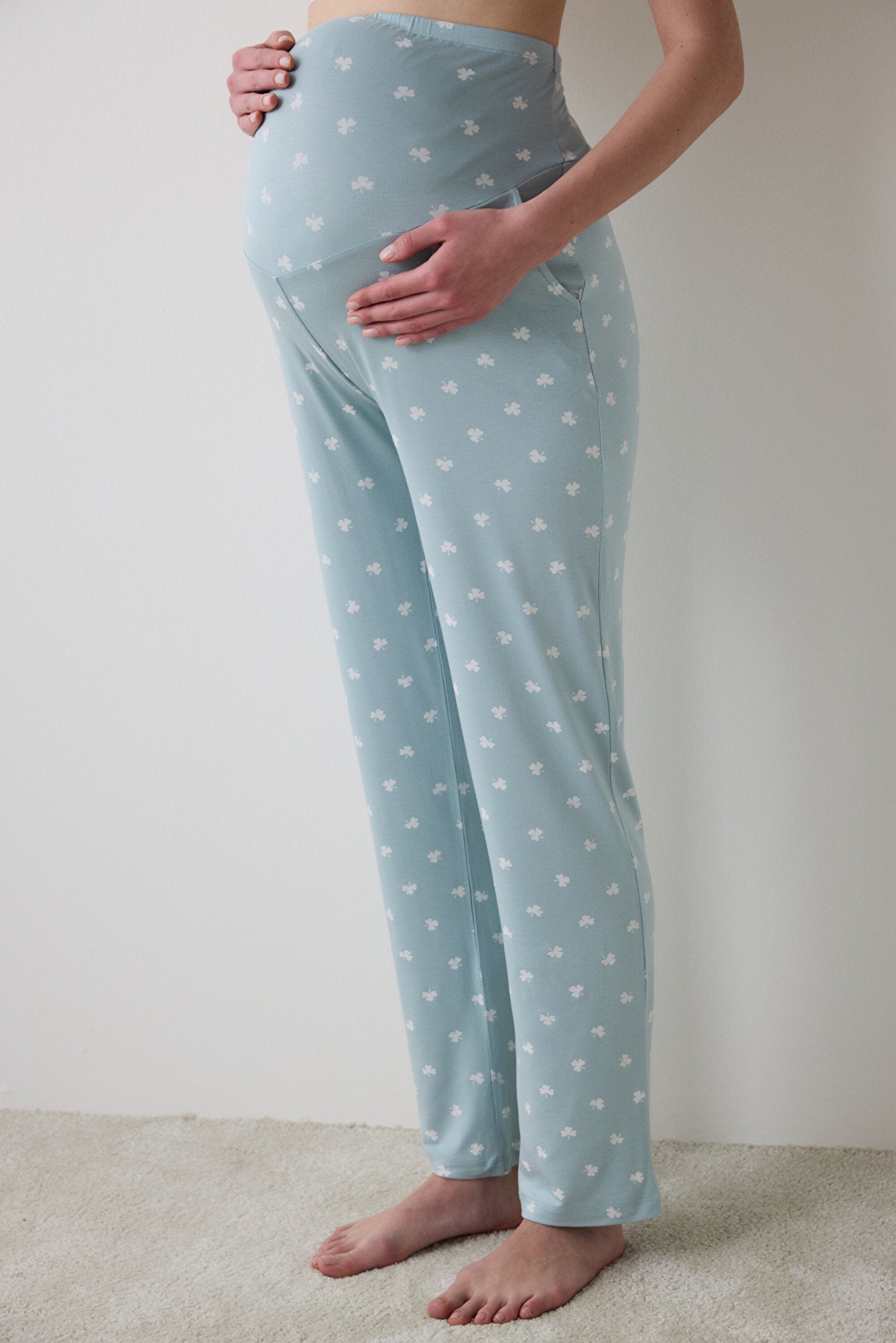 Mama Printed Mint Pants Pajama Bottoms