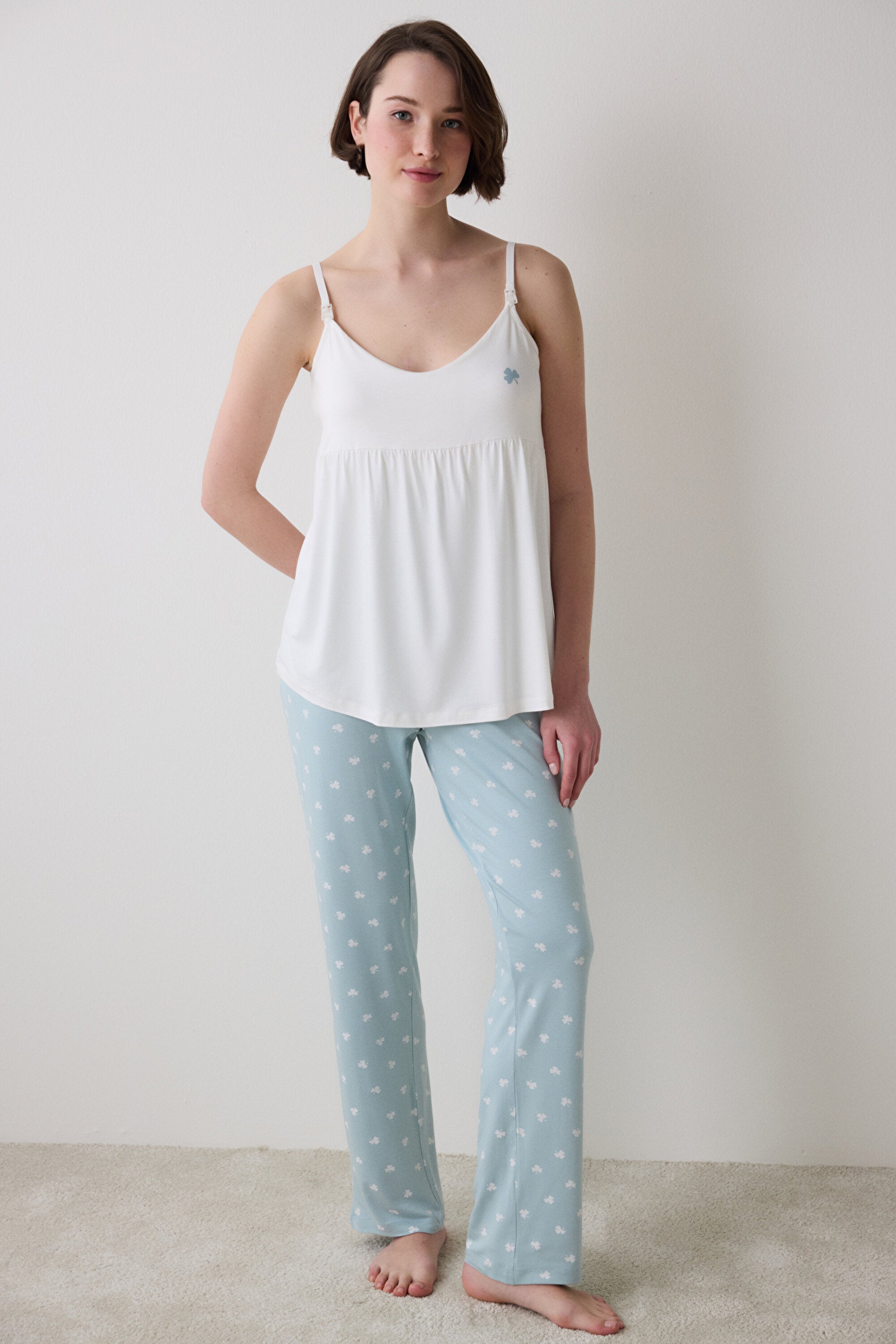 Mama Printed Mint Pants Pajama Bottoms