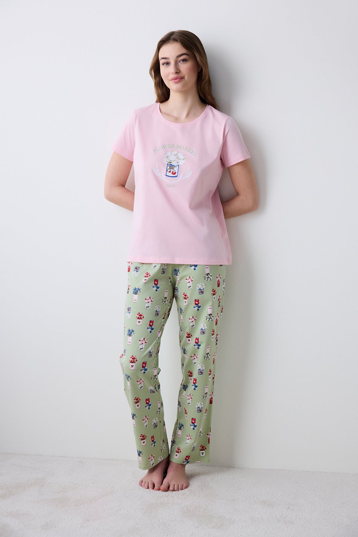 Flower Market Trousers Multicolored Pajama Set