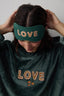 Dark Green Sleep Mask with "With Love" Slogan Print