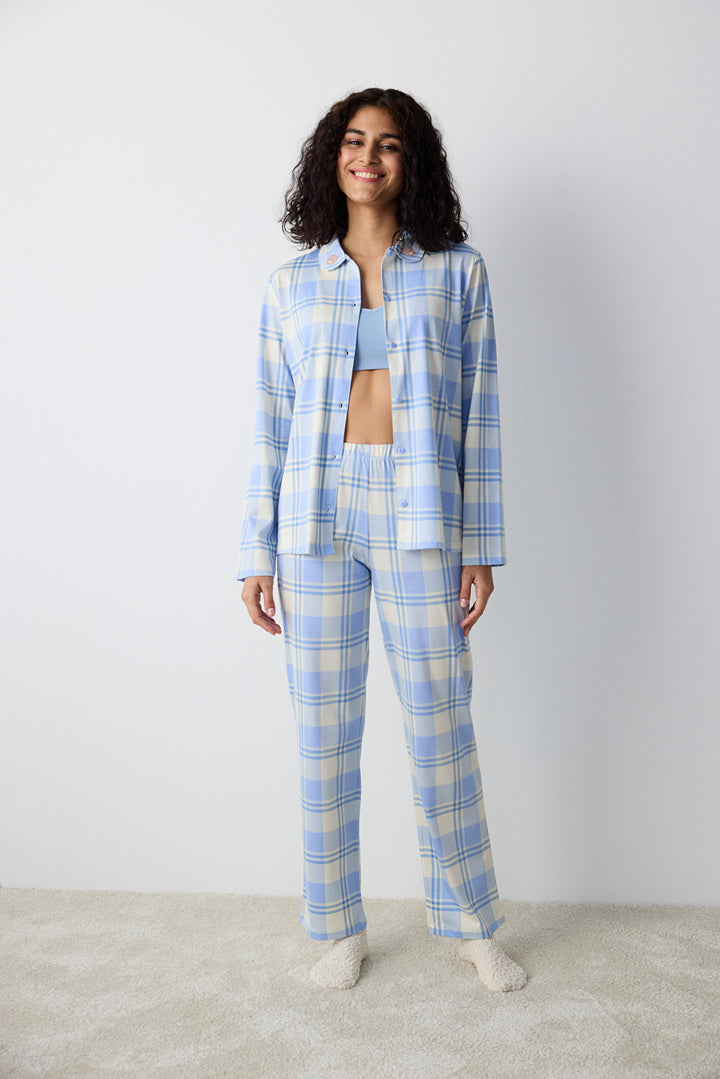 Happy Checked Long Sleeve Shirt & Pant Set