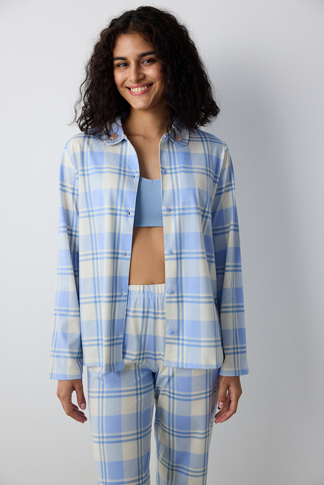 Happy Checked Long Sleeve Shirt & Pant Set