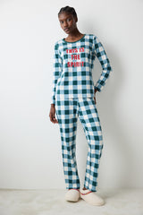 Gingham Dark Green Pants Pajama Set