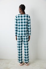Gingham Dark Green Pants Pajama Set