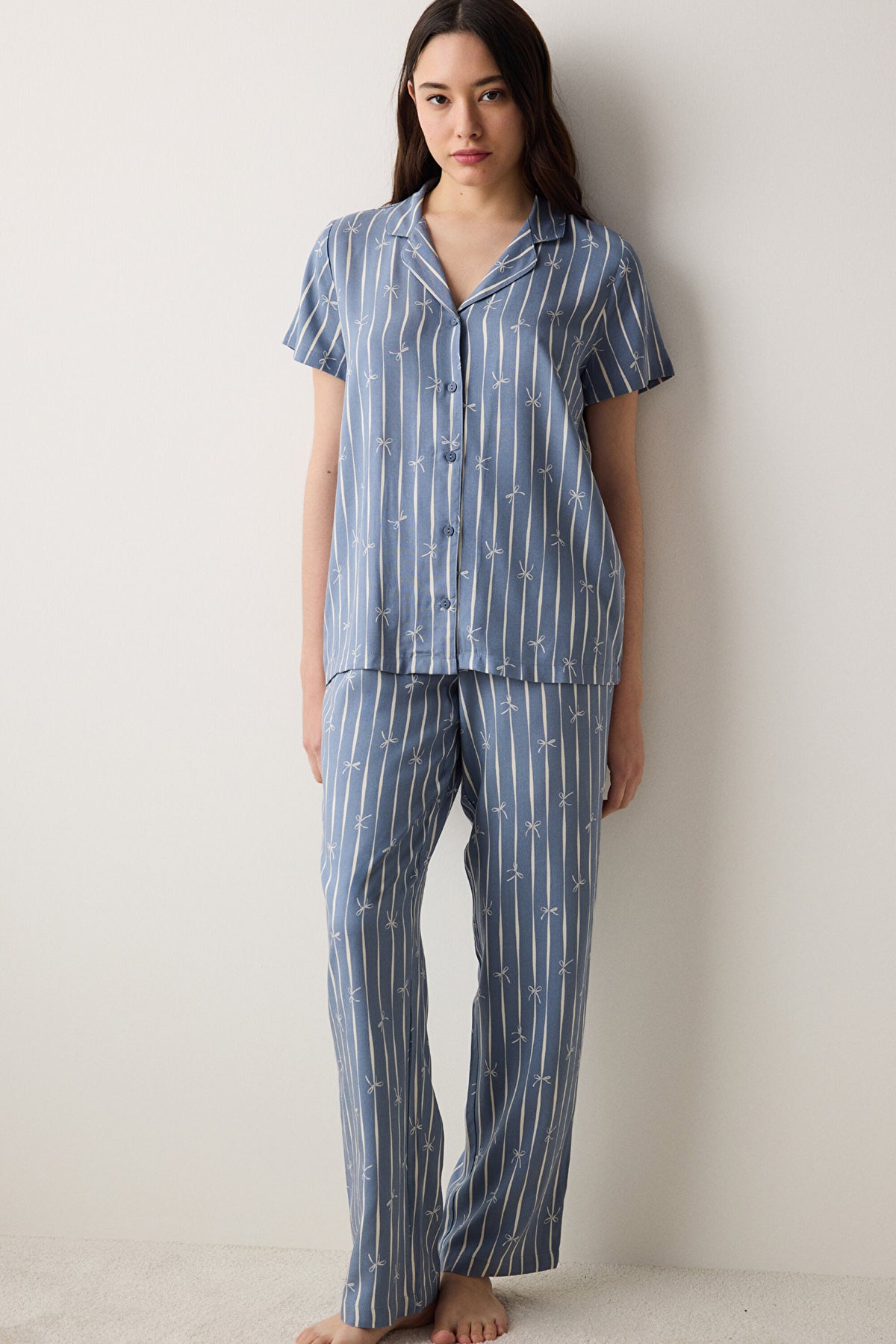 Freya Shirt Pants Gray Pajama Set