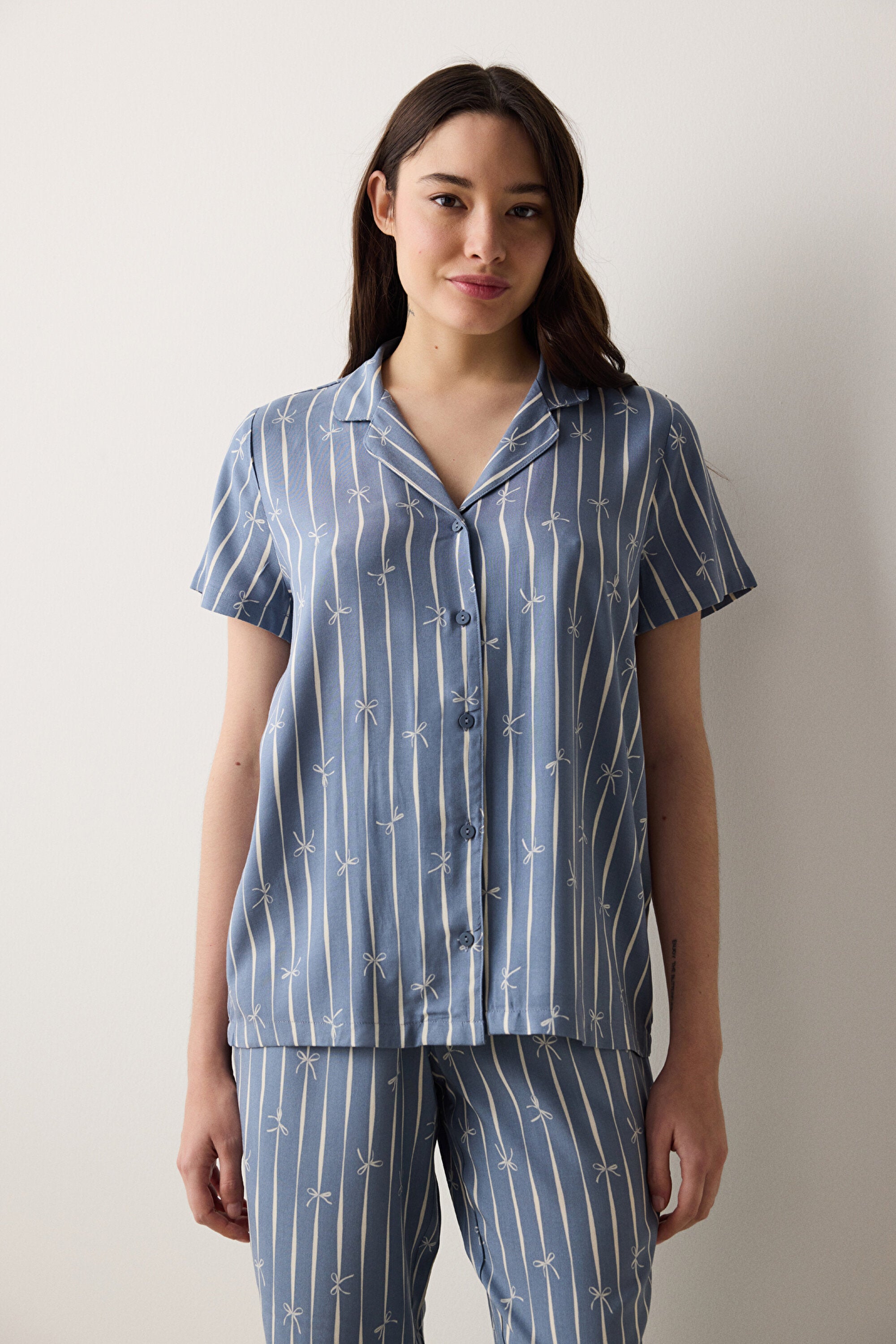 Freya Shirt Pants Gray Pajama Set