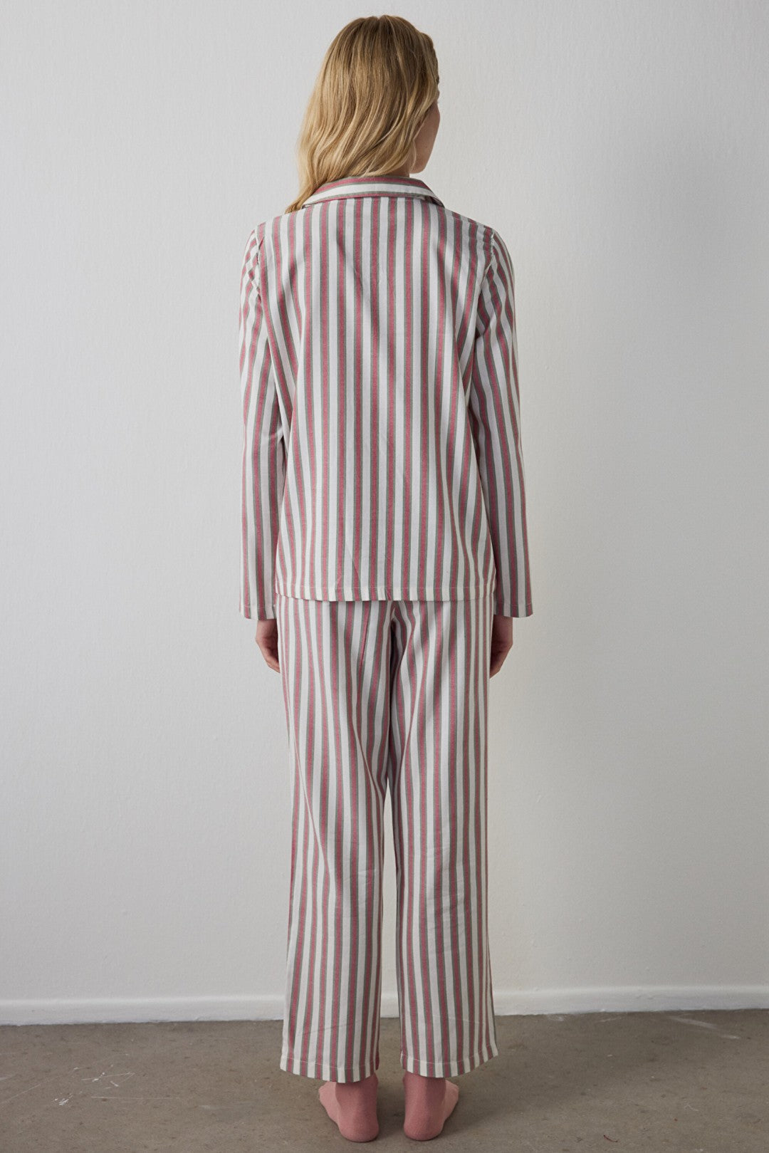 Striped Modal Shirt, Button-Down Collar Cotton Pajama Set