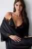 Belle Satin Black Dressing Gown
