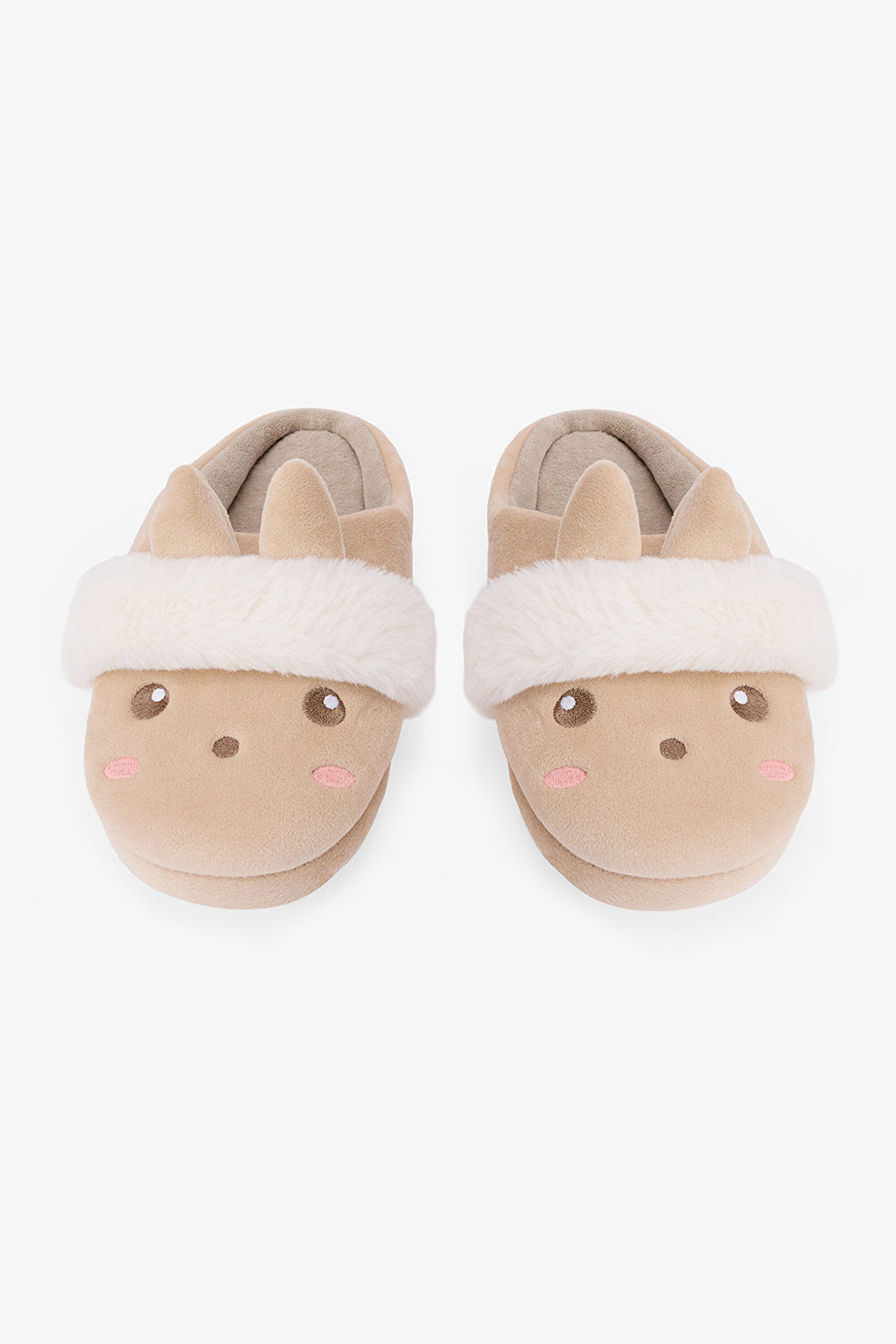 Beige Cute Rabbit Embroidered House Slippers