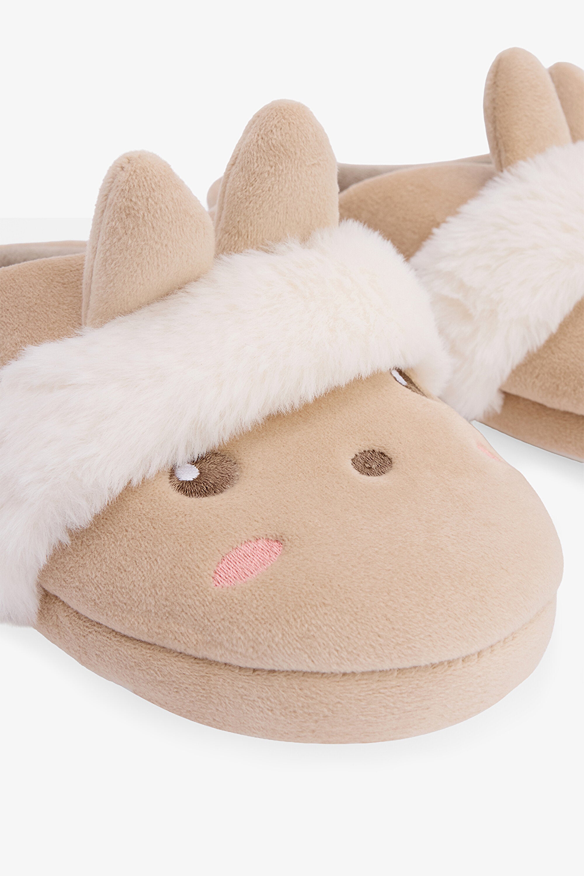 Beige Cute Rabbit Embroidered House Slippers