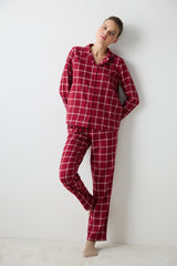 Aria Checked Red Shirt Pants Pajama Set
