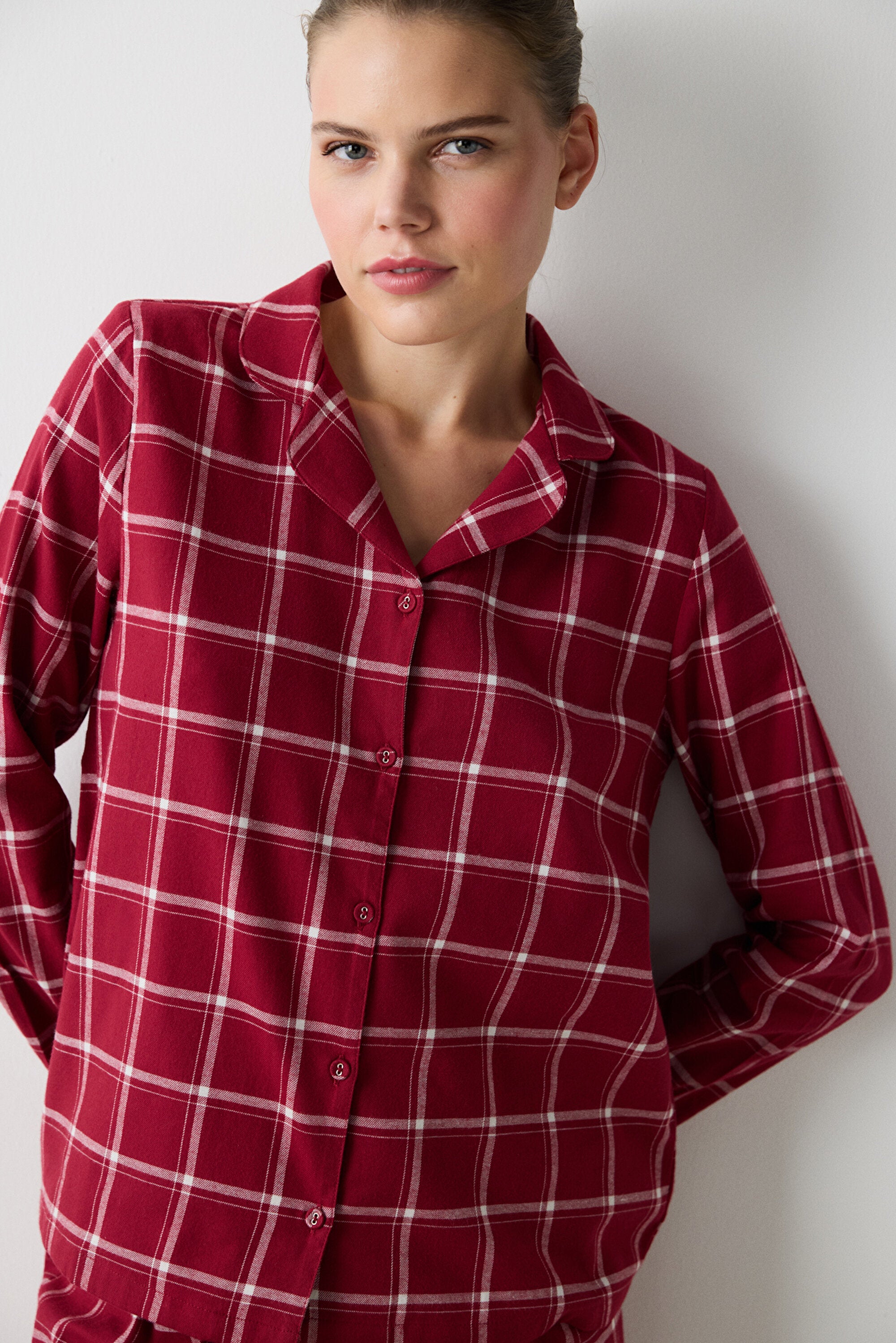 Aria Checked Red Shirt Pants Pajama Set
