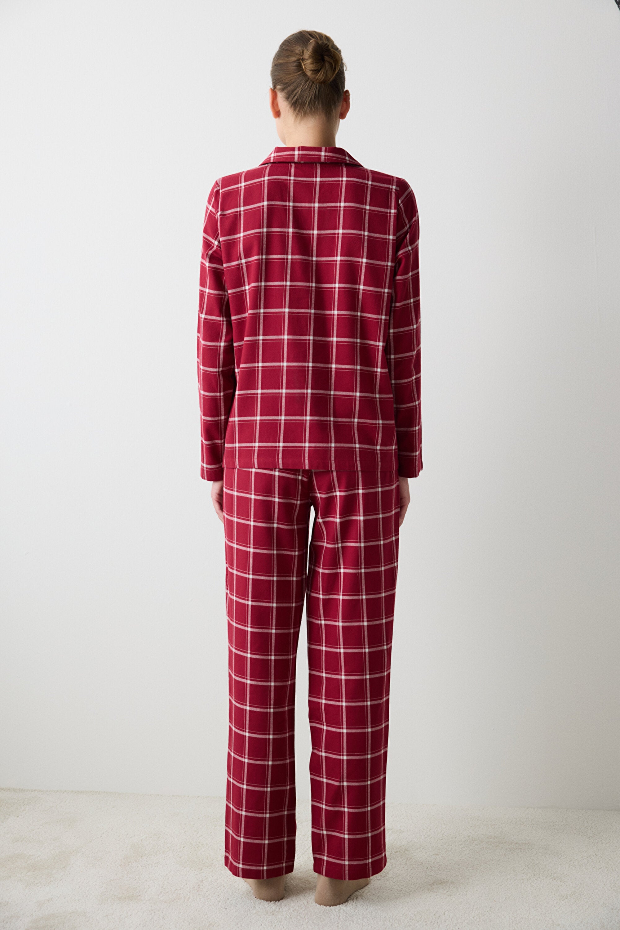Aria Checked Red Shirt Pants Pajama Set