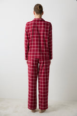Aria Checked Red Shirt Pants Pajama Set
