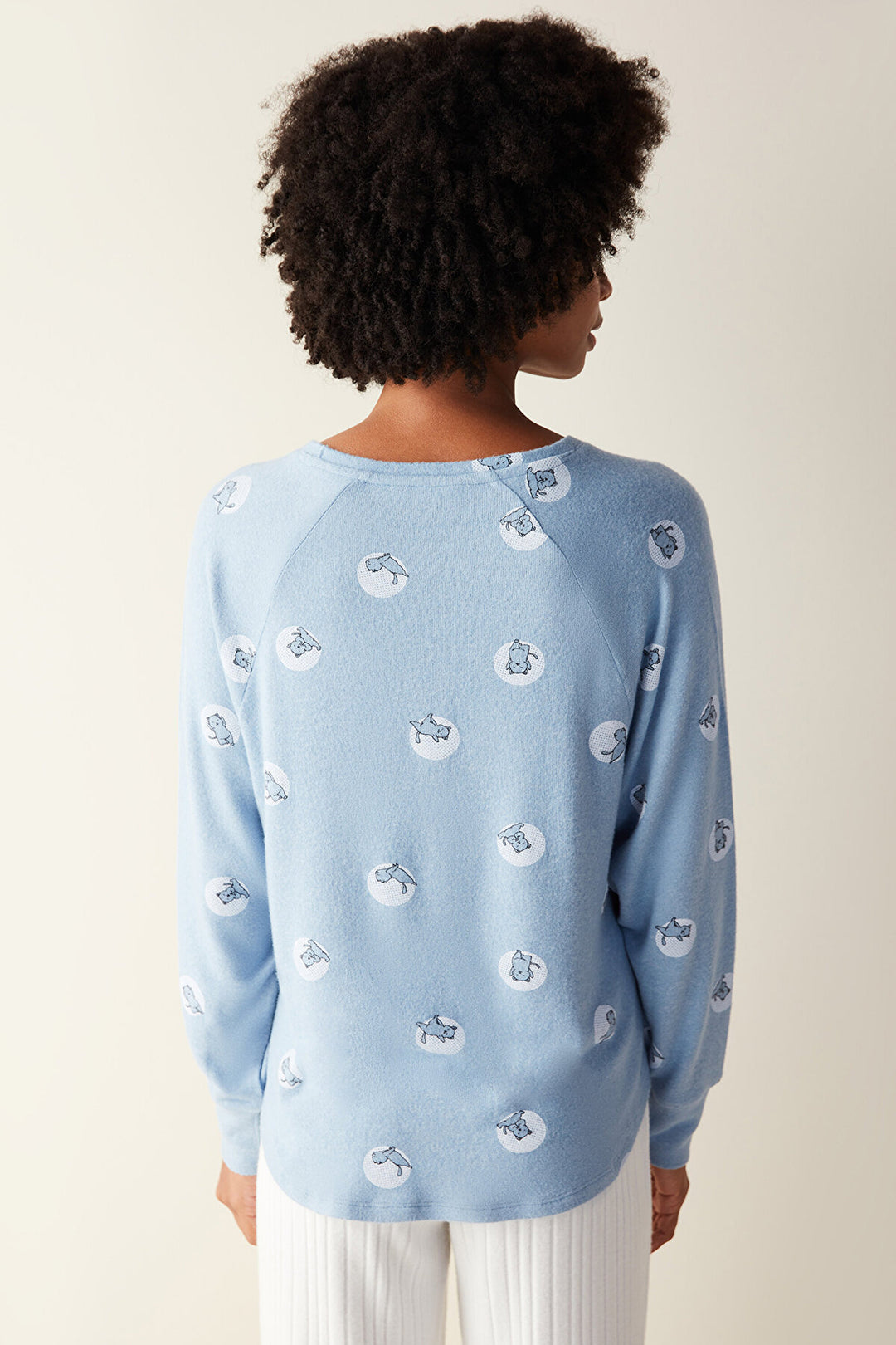 Moon Yoga Printed Sweatshirt Blue Pajama Top