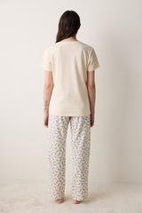 Cuteness Pants Cream Pajama Set