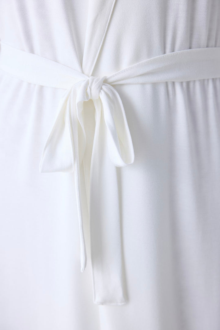 Mama Solid Off White Dressing Gown