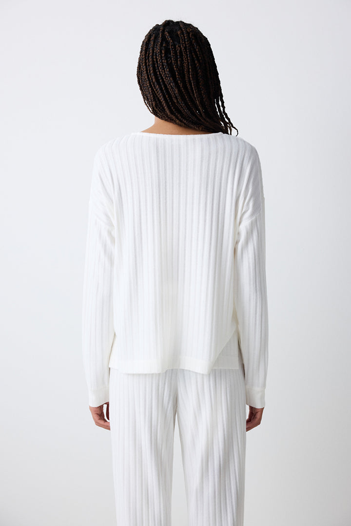 Warm Hearts Rib Off White Sweatshirt