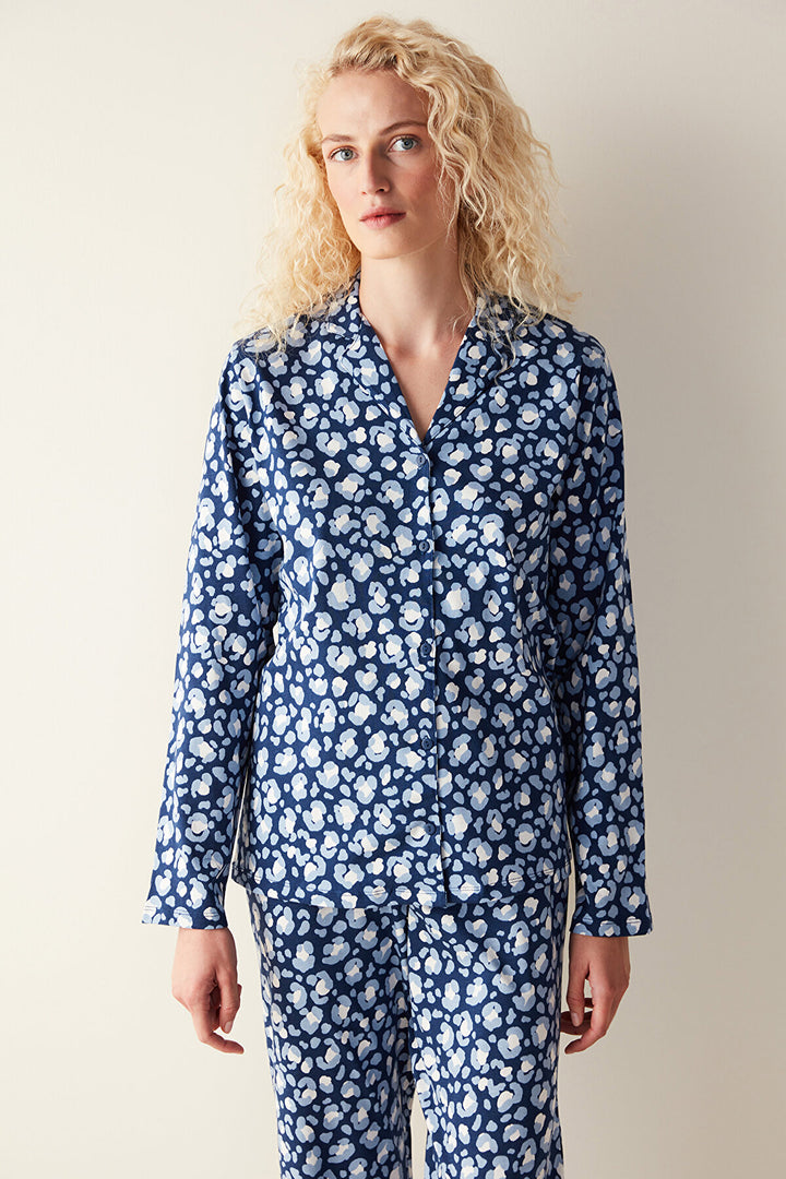 Leopard Printed Long Sleeve Shirt Pyjamas Set