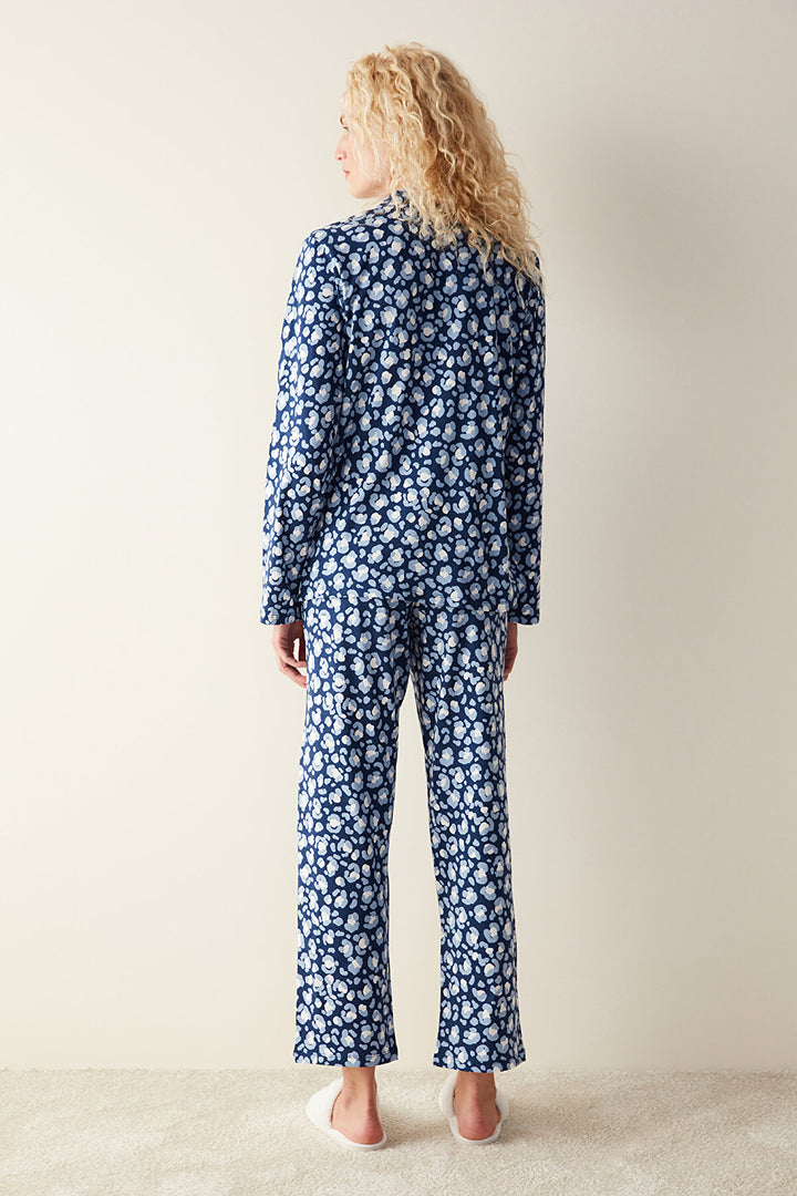 Leopard Printed Long Sleeve Shirt Pyjamas Set