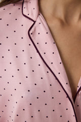 Pink Polka Dot Oversize Shirt Collar Pajama Set