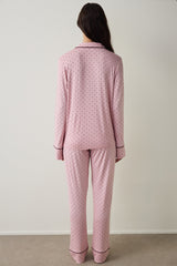 Pink Polka Dot Oversize Shirt Collar Pajama Set