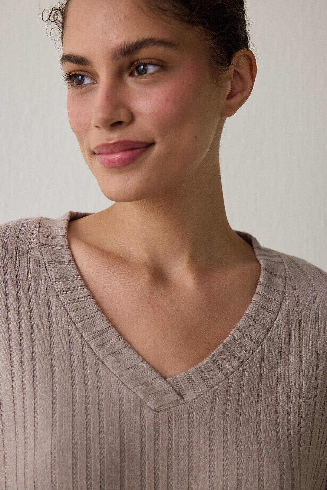 Latte Mocha Soft V-Neck Long Sleeve Pajama Set