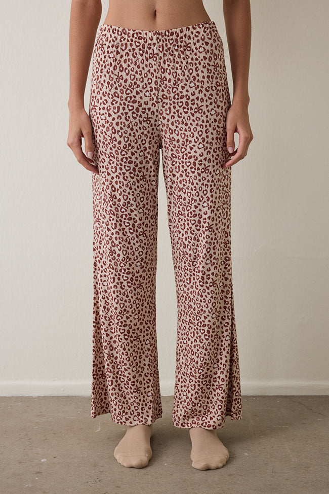 Beige Dreaming Leopard Print Pajama Bottoms Hover Image