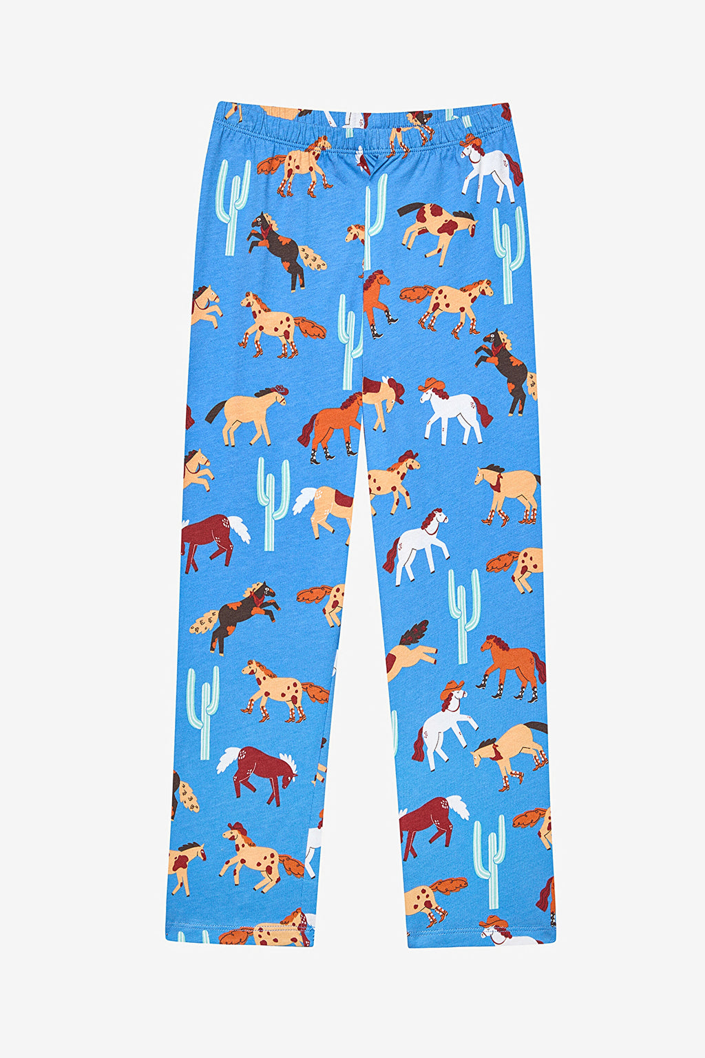 Boy Horses Shirt Blue Pajama Set