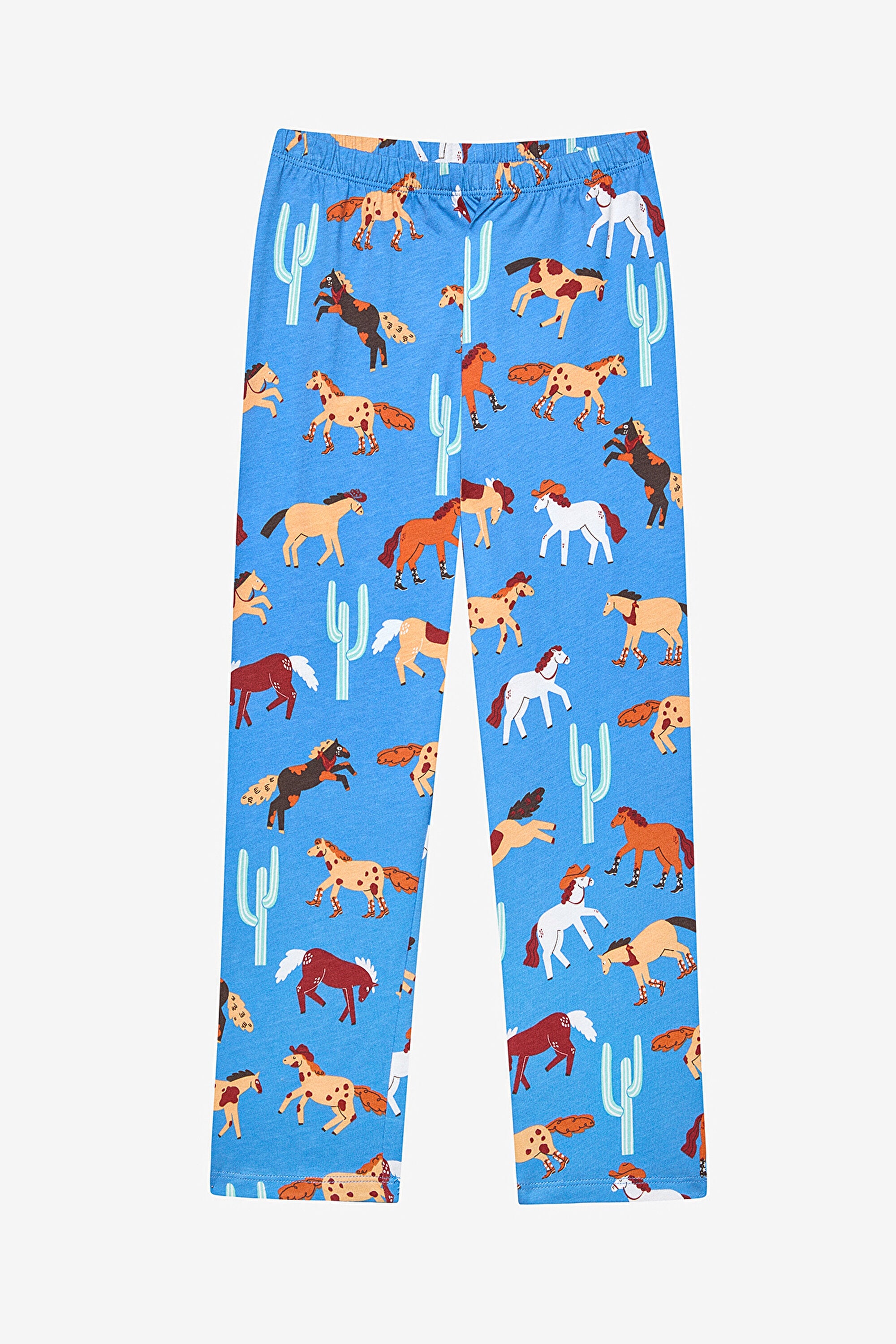 Boy Horses Shirt Blue Pajama Set