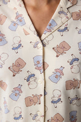 Bearlerina Ecru Shirt Pants Pajama Set
