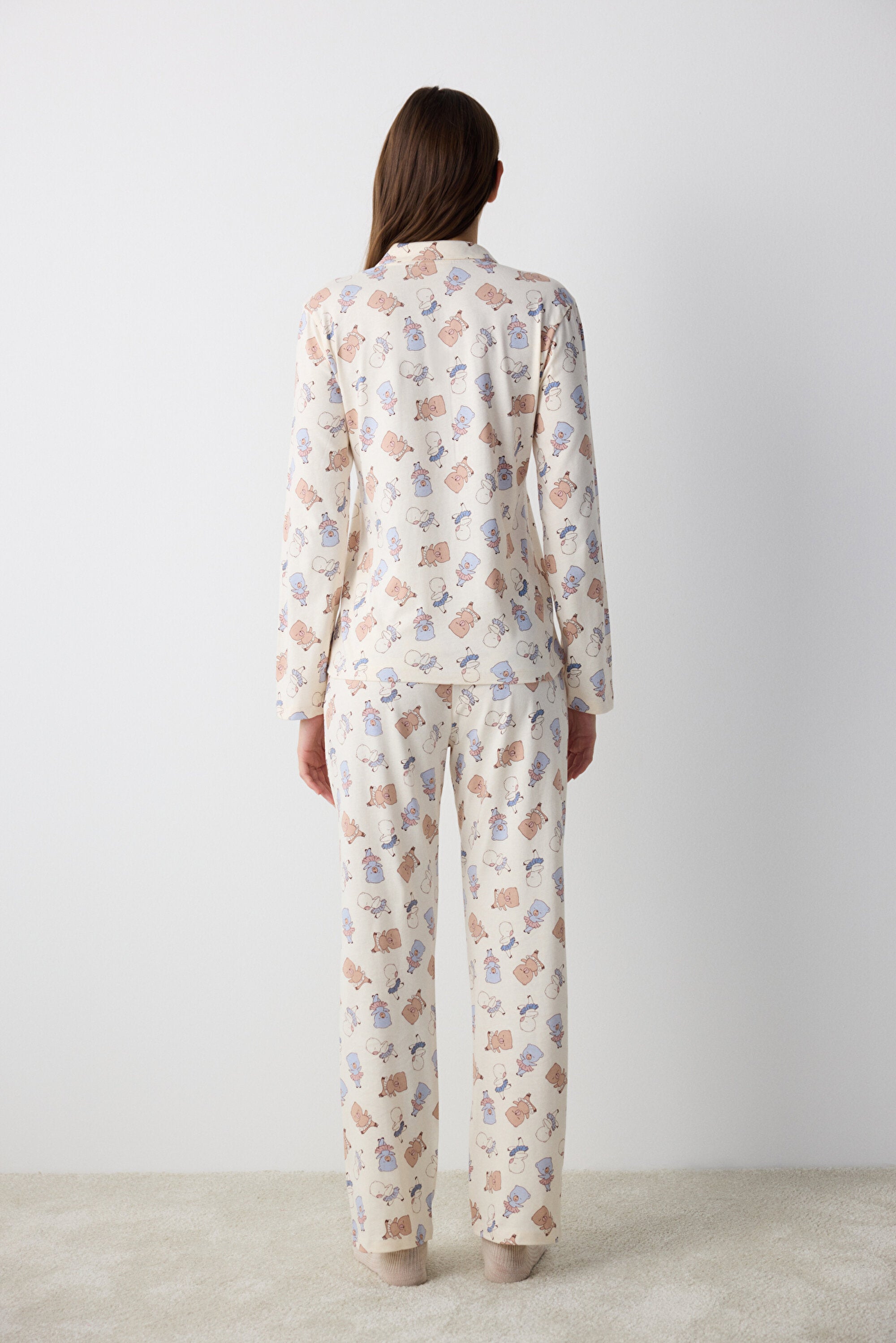 Bearlerina Ecru Shirt Pants Pajama Set