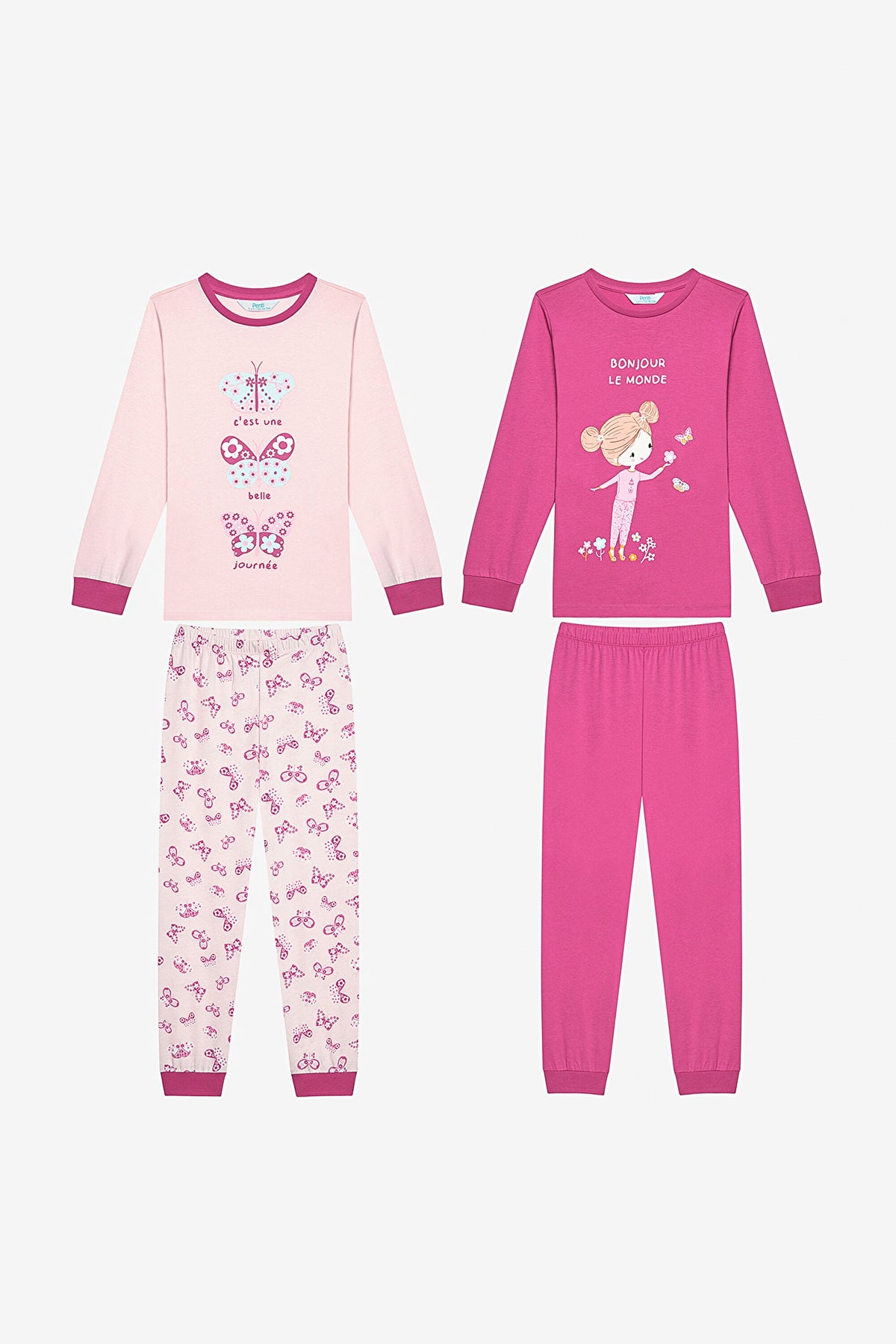 Cotton Girls Le Monde 2-Piece Multicolored Pajama Set