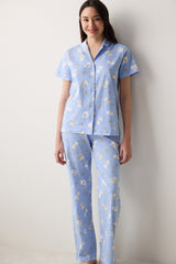 Bowtiful Shirt Pants Light Blue Pajama Set
