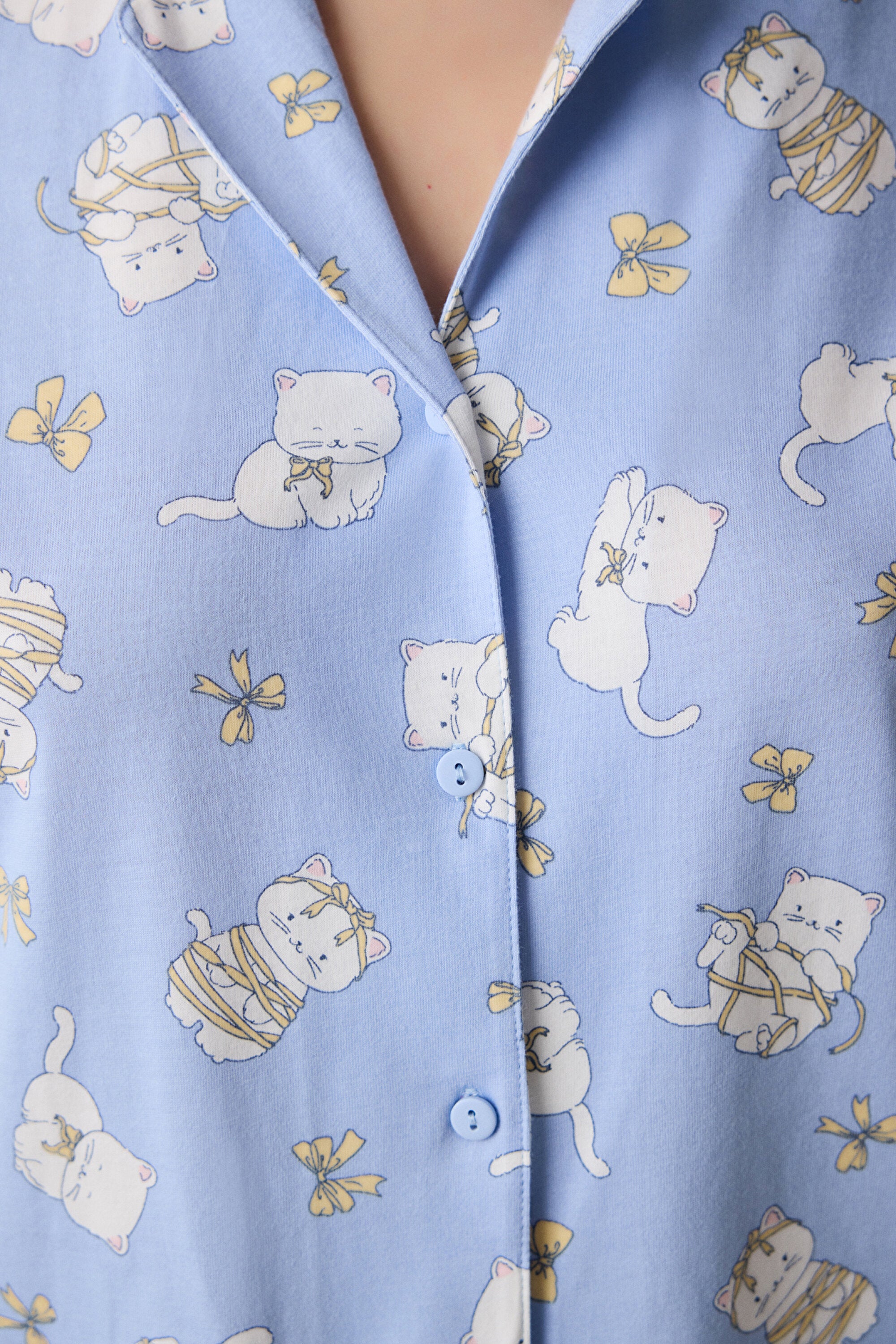 Bowtiful Shirt Pants Light Blue Pajama Set