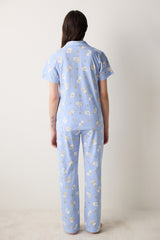 Bowtiful Shirt Pants Light Blue Pajama Set