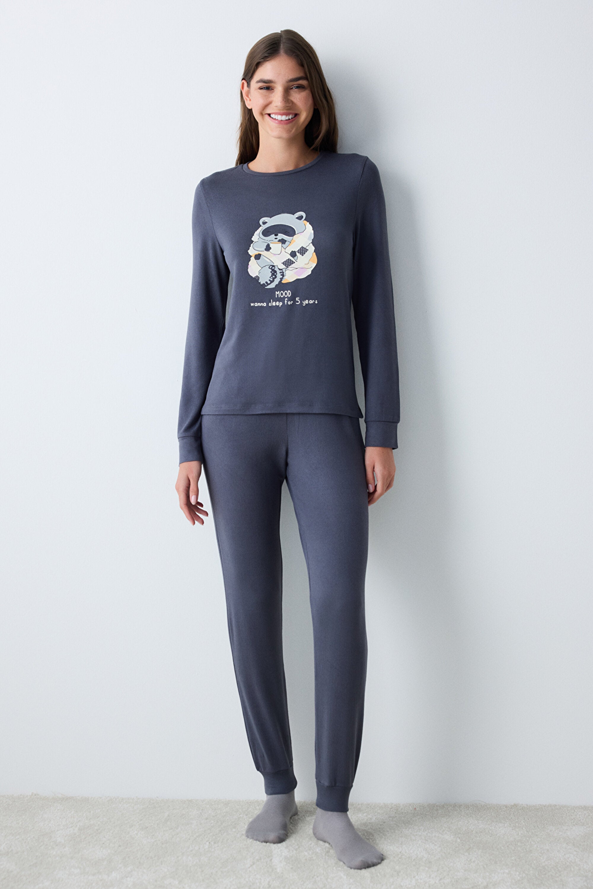 Sleep Mood Thermal Gray Pants Pajama Bottoms
